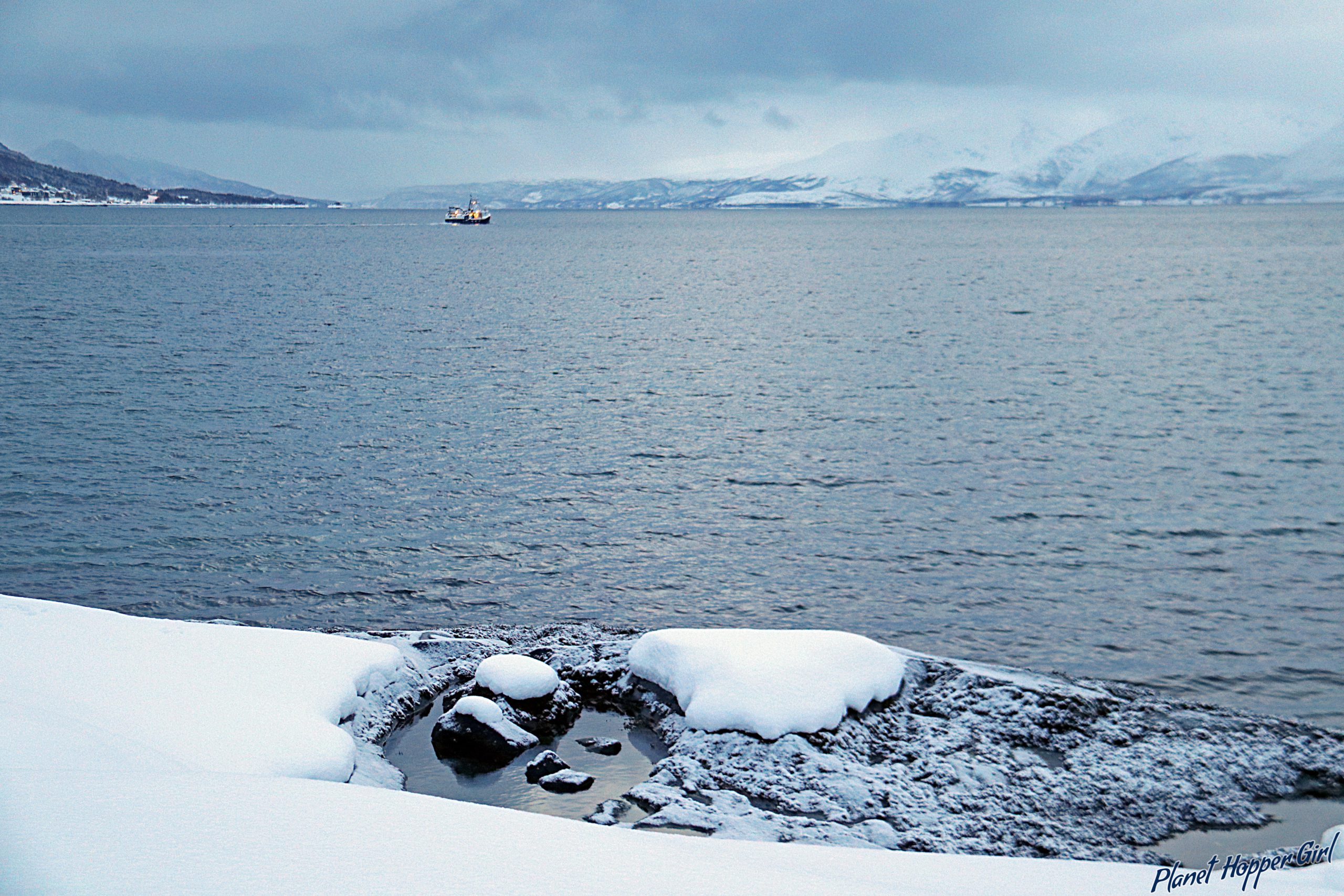 Looking over the Fjords in Tromso, Norway