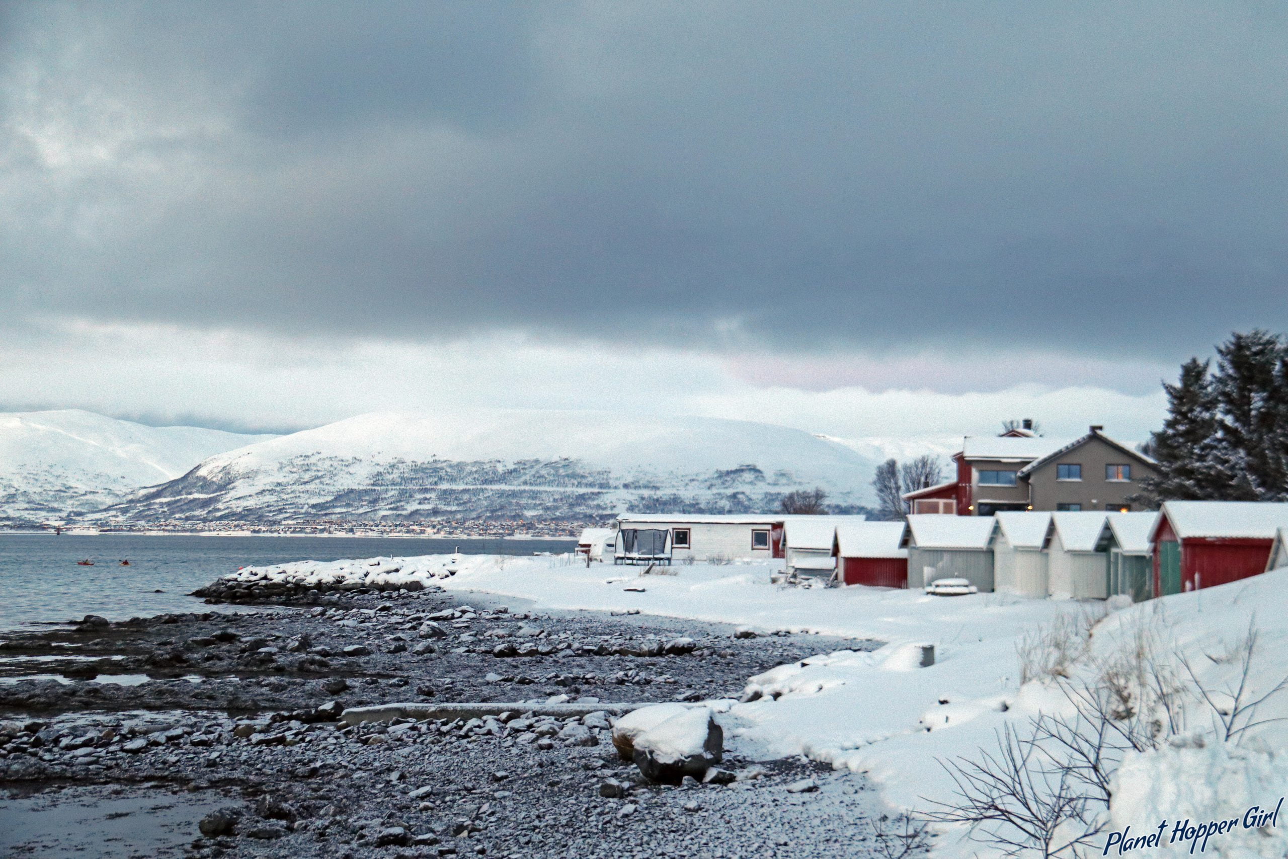 Cute colorful cabins in Tromso, Norway