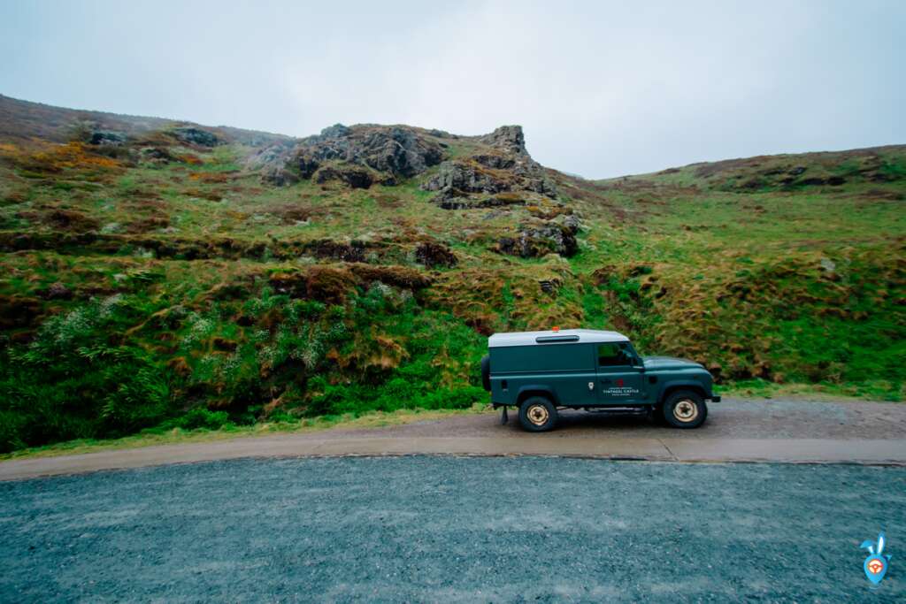 A British heritage jeep in Tintagel Cornwall