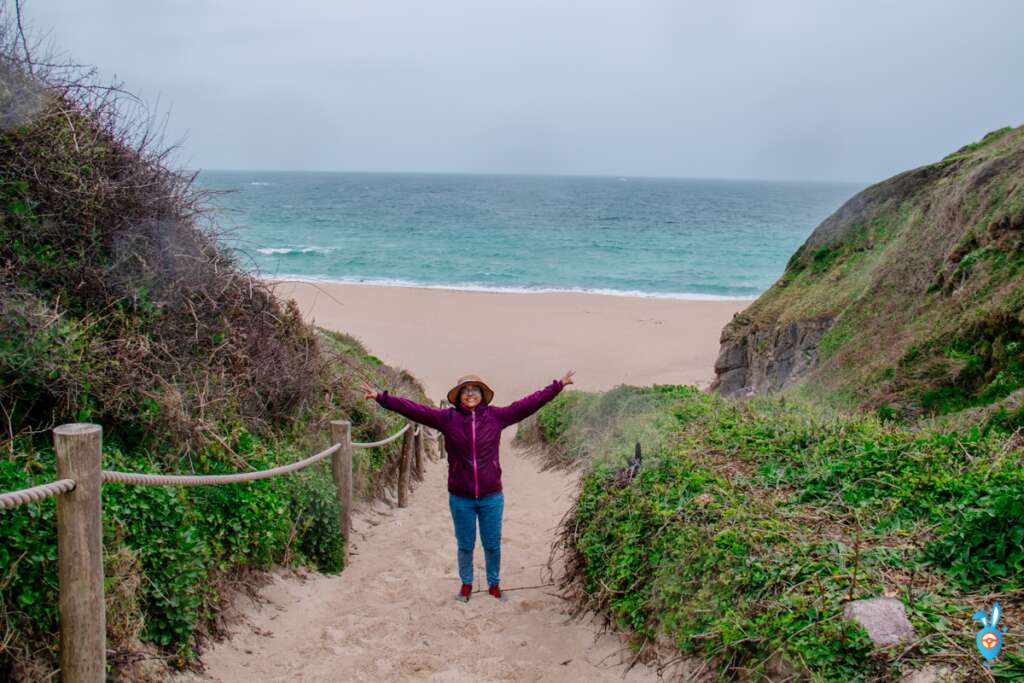 Entering Porthcurno beach, cornwall