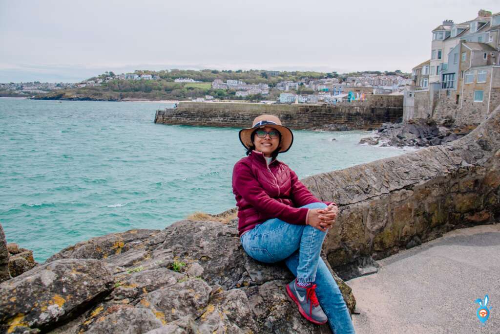 St Ives beach with a girl