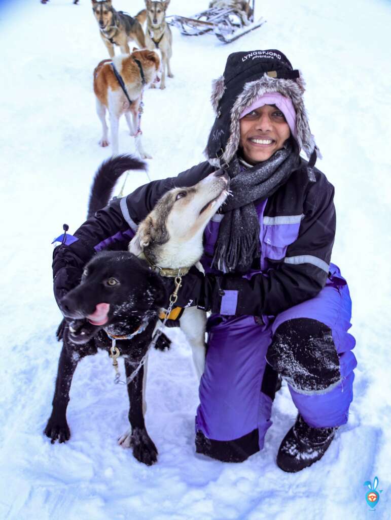 First time hugging a dog, Tromso, Norway